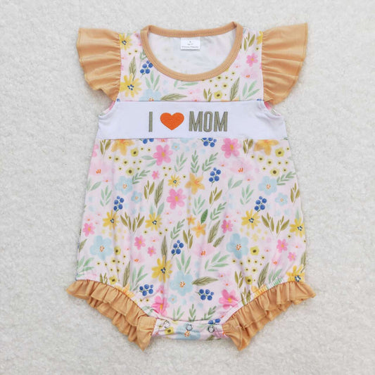 embroidery I love mom mothers day floral romper