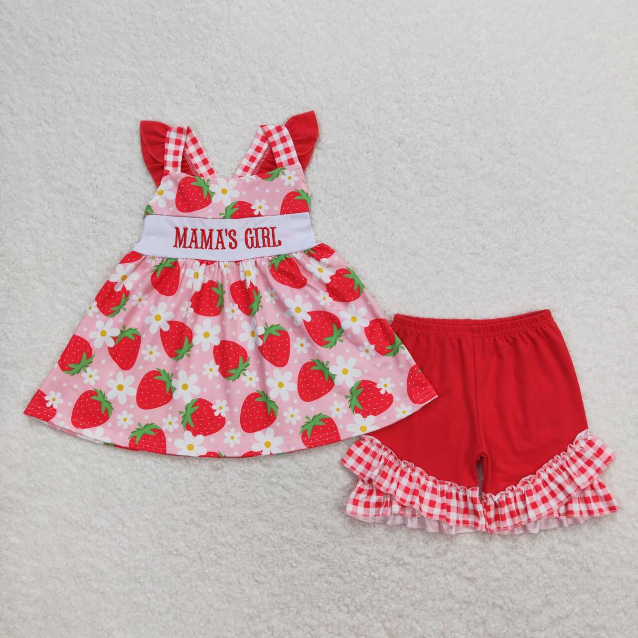 Mamas girl strawberry summer clothing set