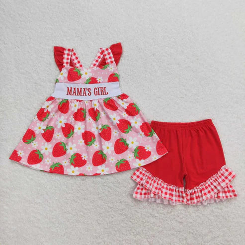 best sister embroidery mamas girl strawberry matching outfit sibling set