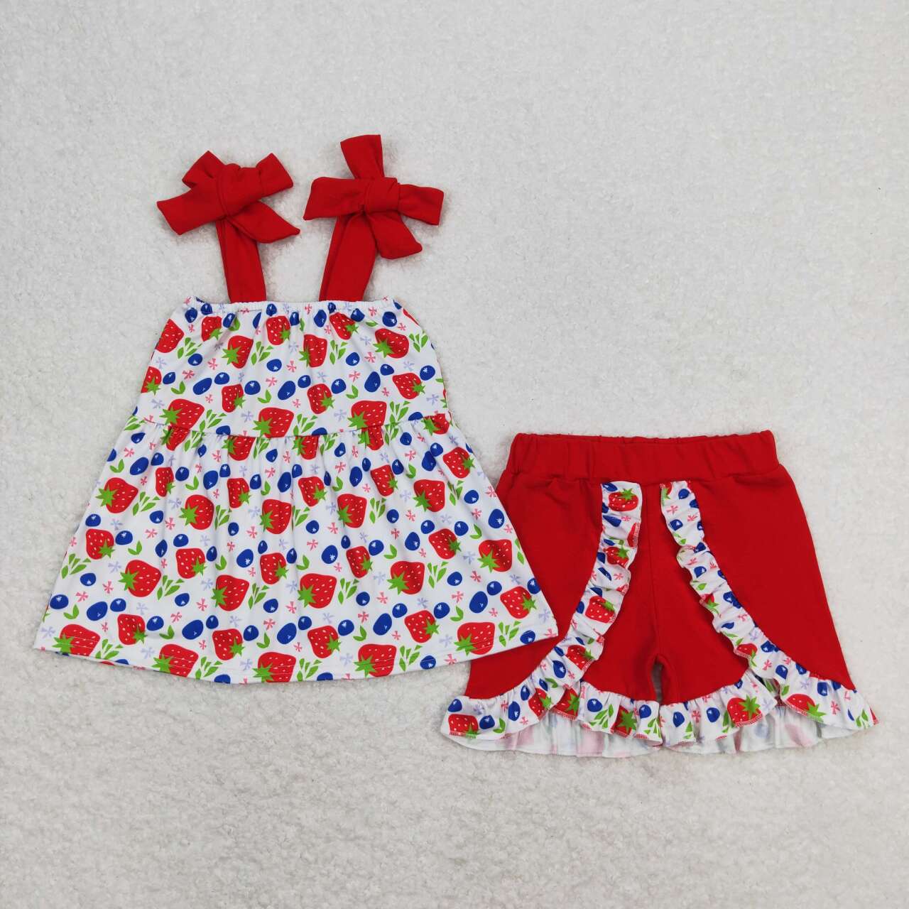 wholesale girls strawberry cheey summer outfit