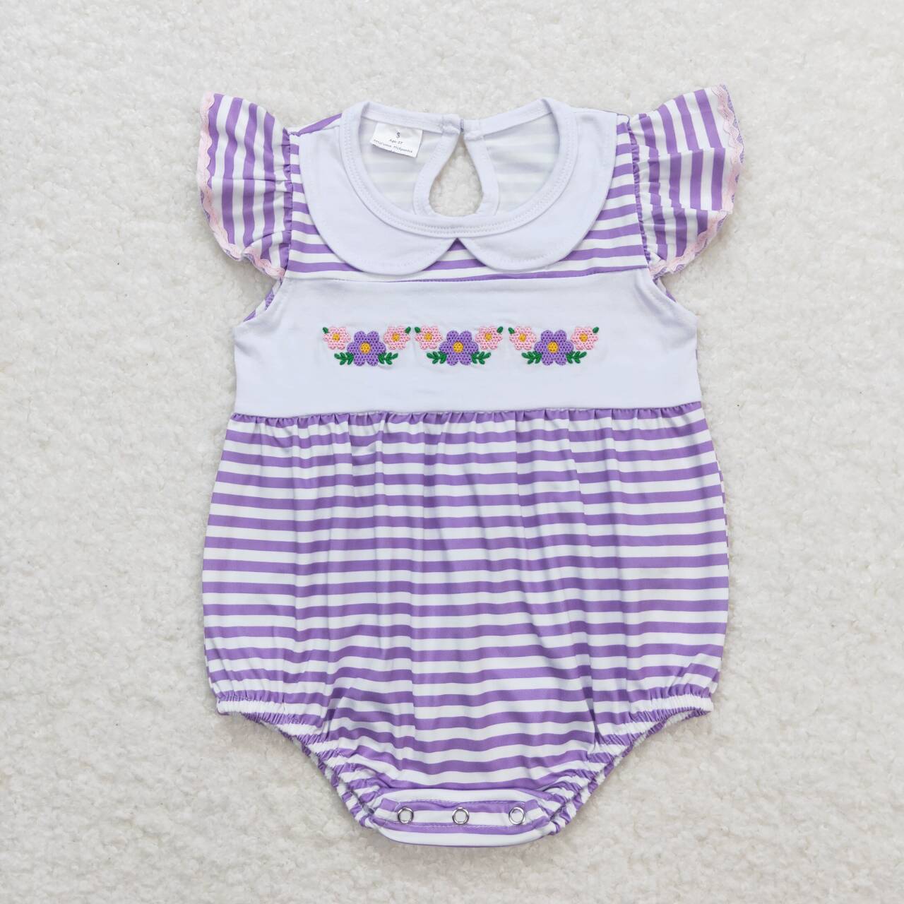 toddle girls lavender stripes floral romper