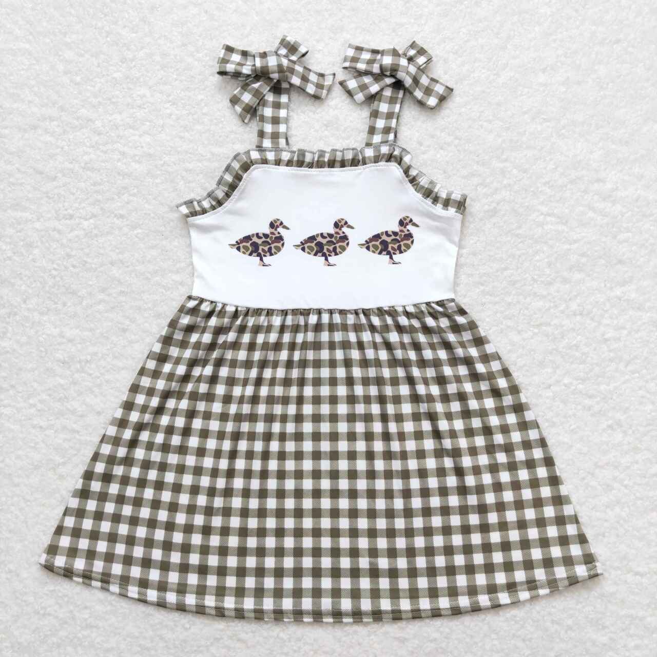 toddle baby girls green gingham mallard duck dress