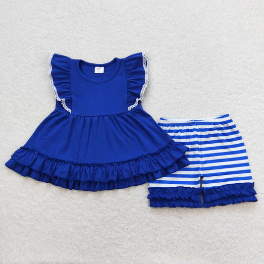 toddle girls navy shirt matching shorts outfit