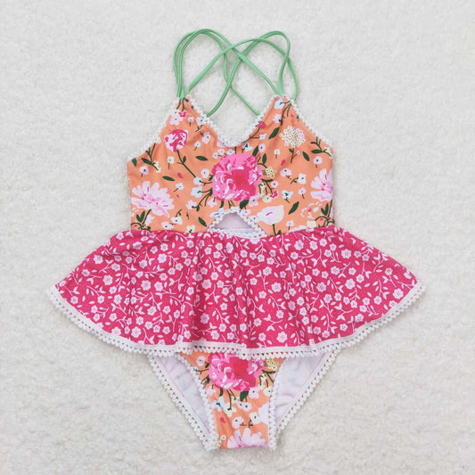 toddle baby girls floral one piece bathing suit
