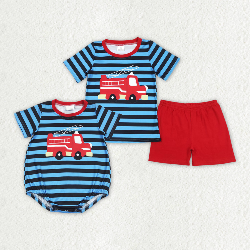 big brother fire fighting truck matching outfit sibling set