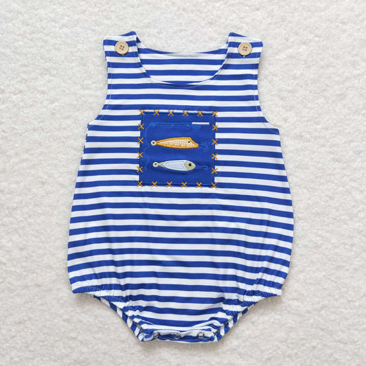 toddle boy embroidery fishing romper