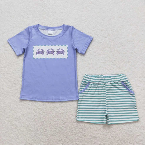 toddle  baby boy crab design matching summer clothes