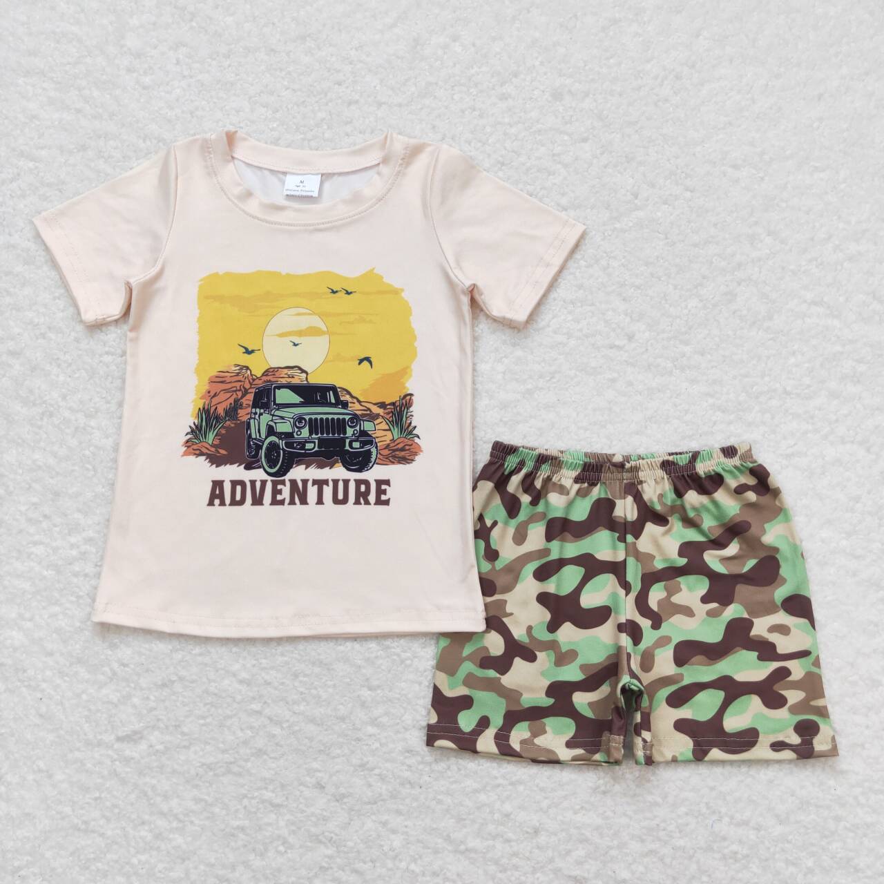 Adventure top camo shorts baby boy 2pcs outfit