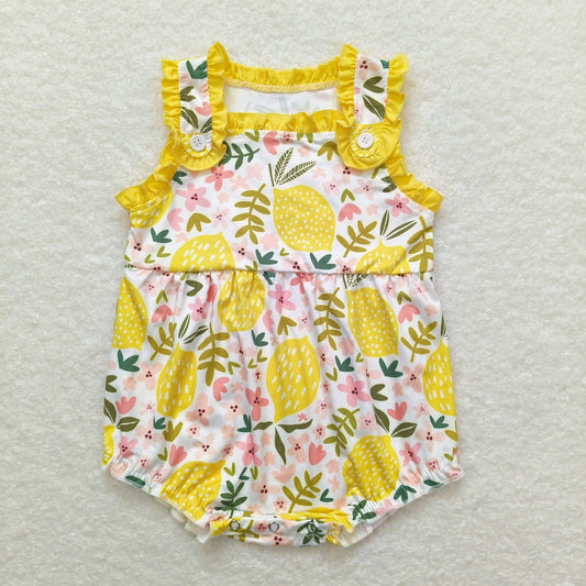 toddle baby girl floral lemon romper