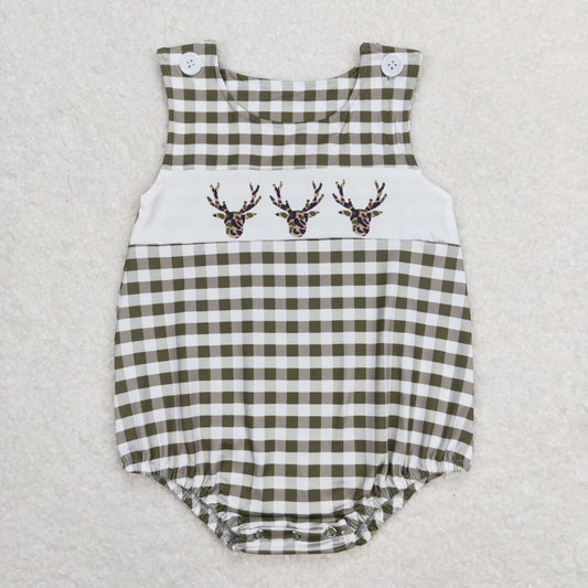 toddle baby boy camo reindeer straps romper