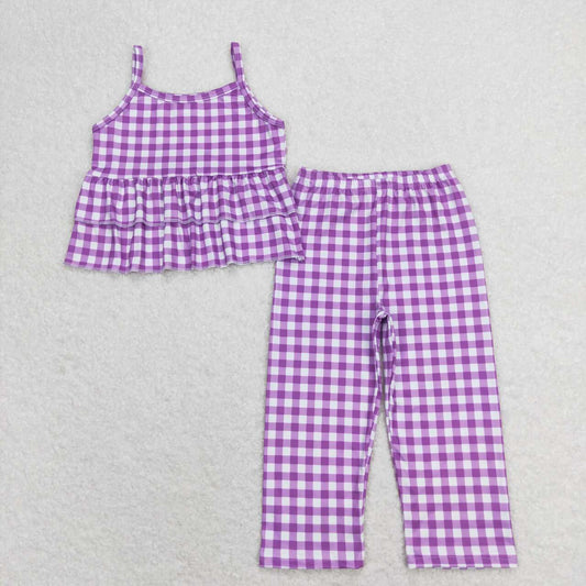 purple gingham boutique clothing set
