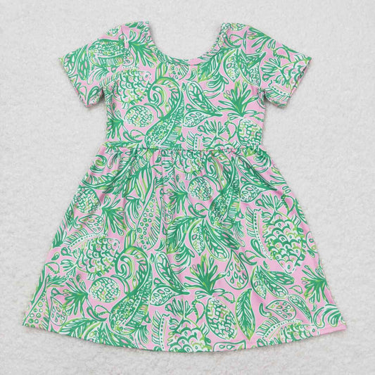 children girls green floral boutique dress