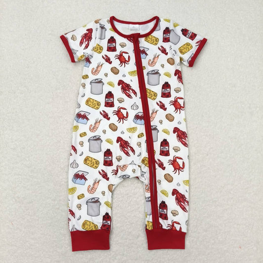 boiled crawfish short sleeve zip romper