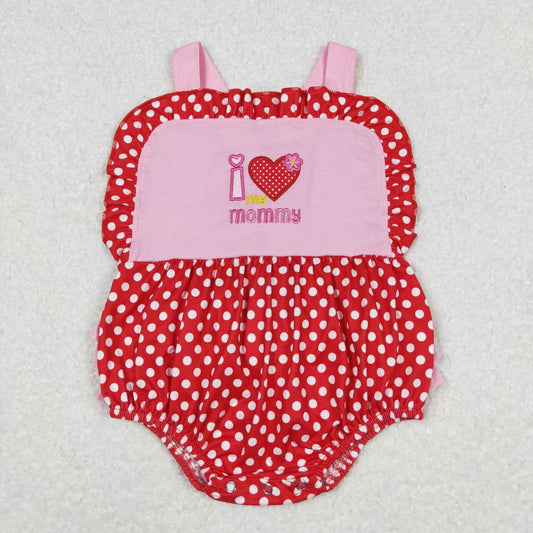 embroidery I love  mommy baby girls mothers day bubble romper