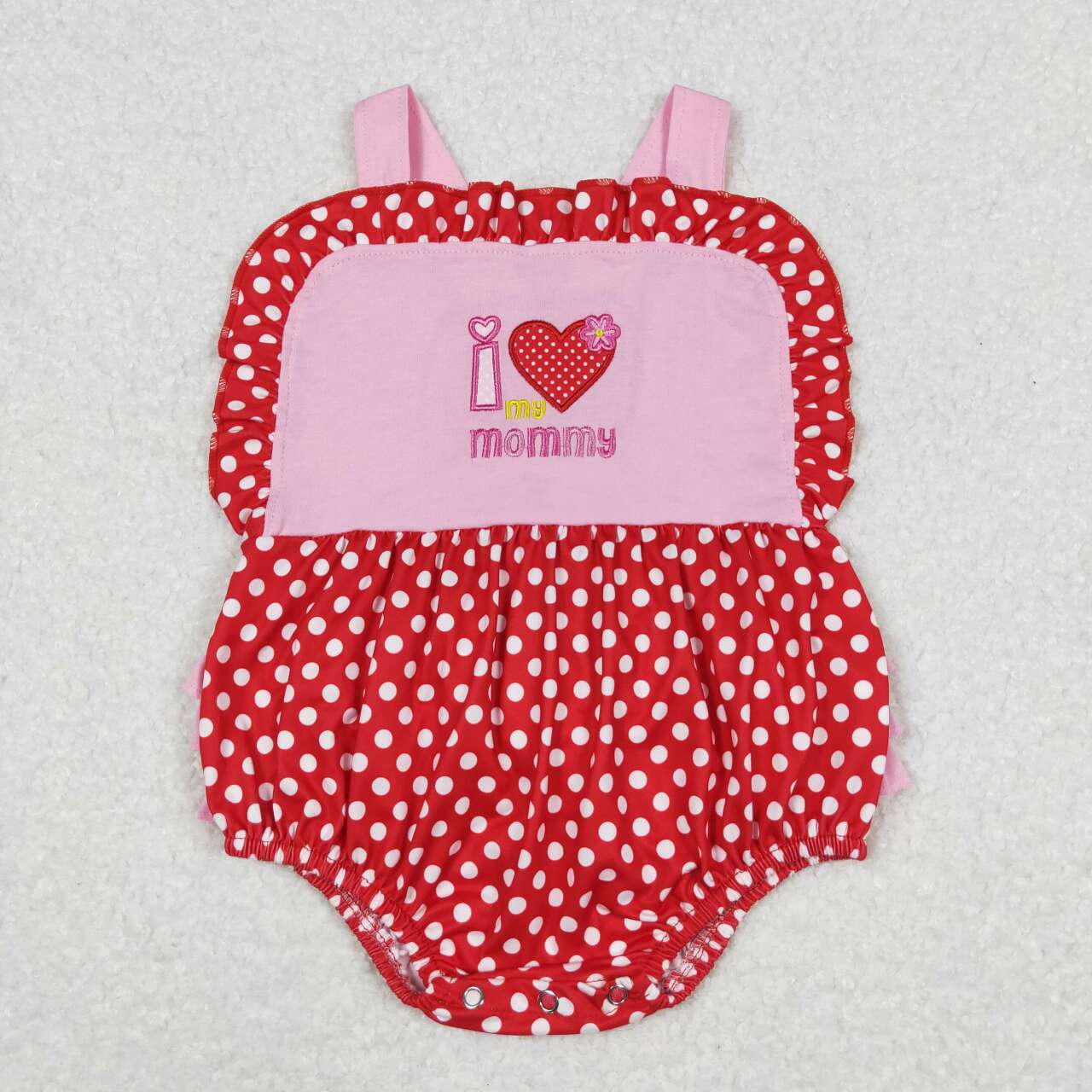 embroidery I love  mommy baby girls mothers day bubble romper