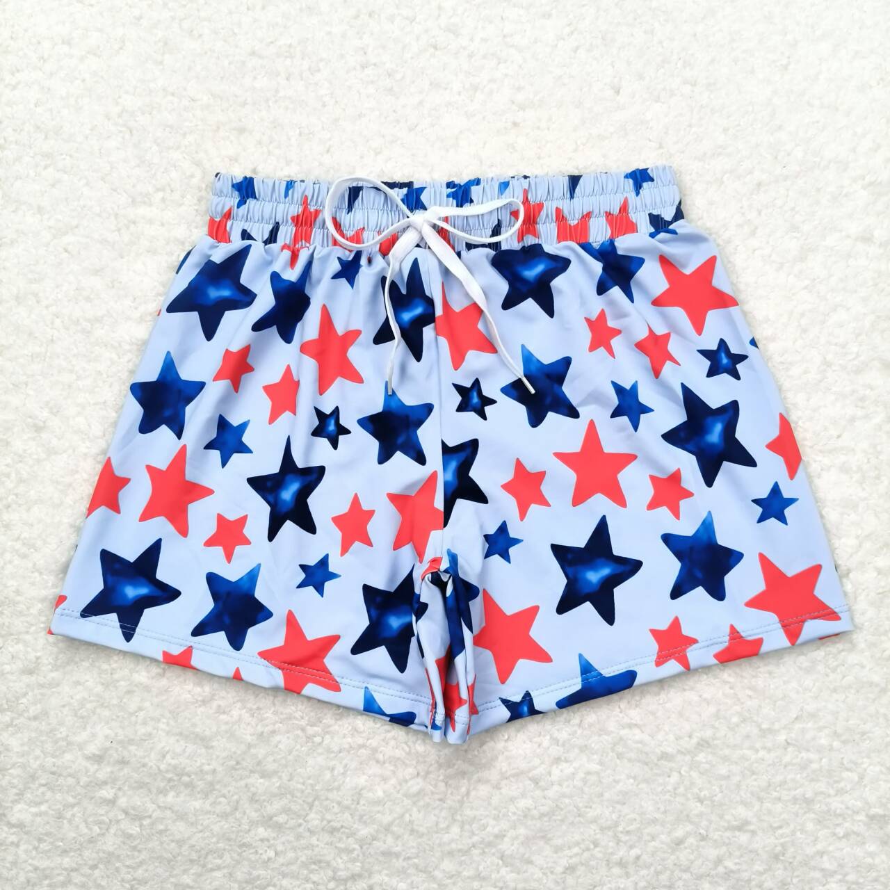 july 4th blue red star swim trunks