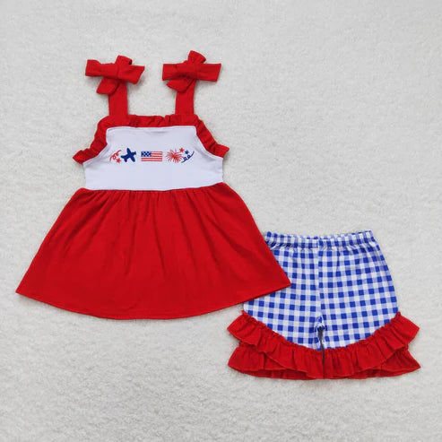 sister brother embroidery American flag baby girls july 4th matching clothes