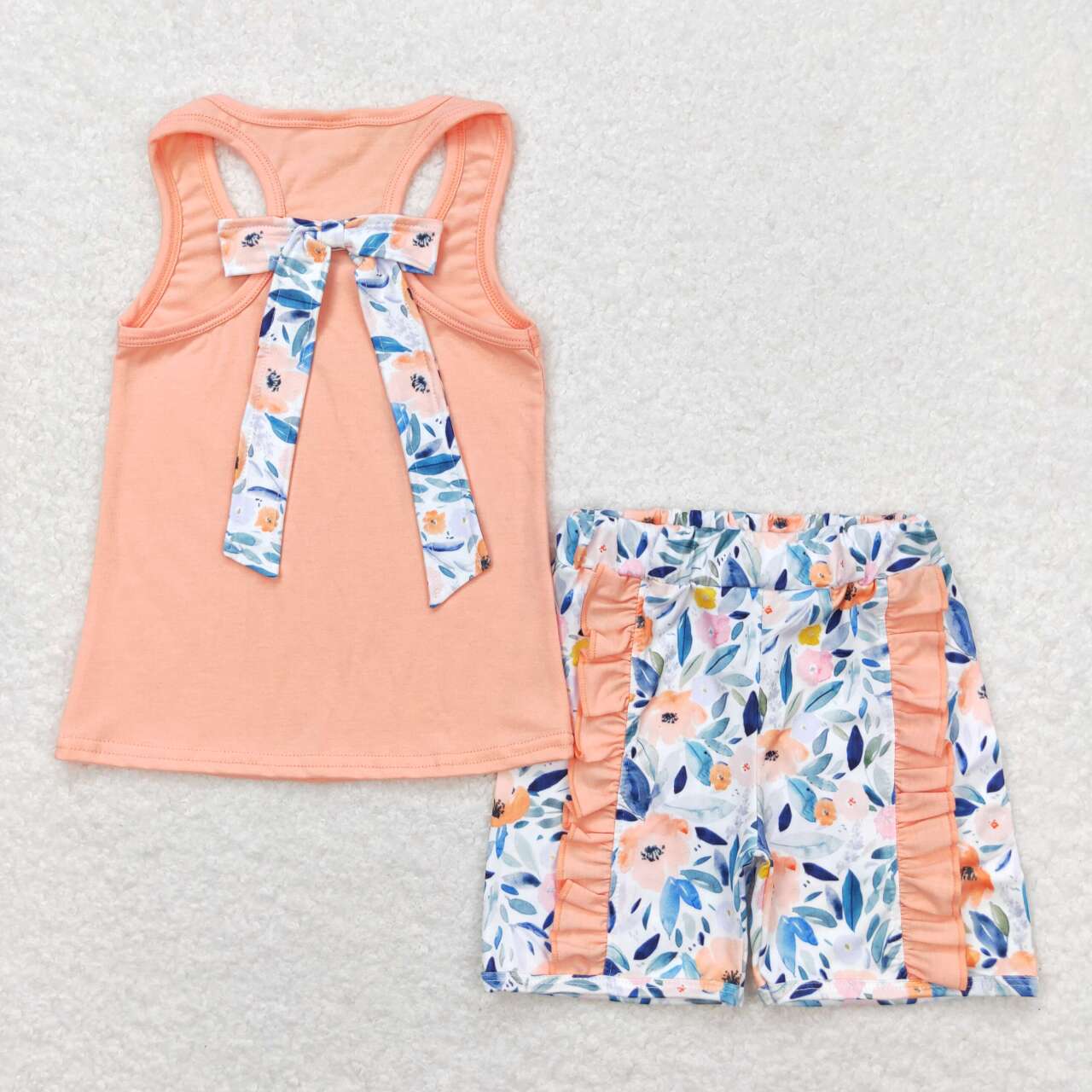 toddle baby girls orange floral summer beach outfit