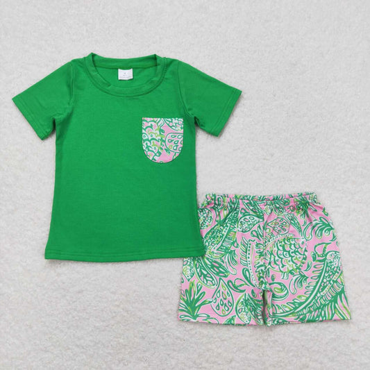 toddle baby boy summer green floral outfit