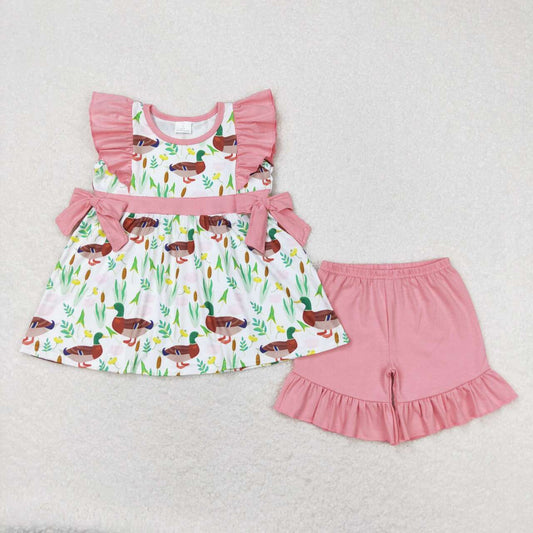 mallard duck floral baby girls clothing set