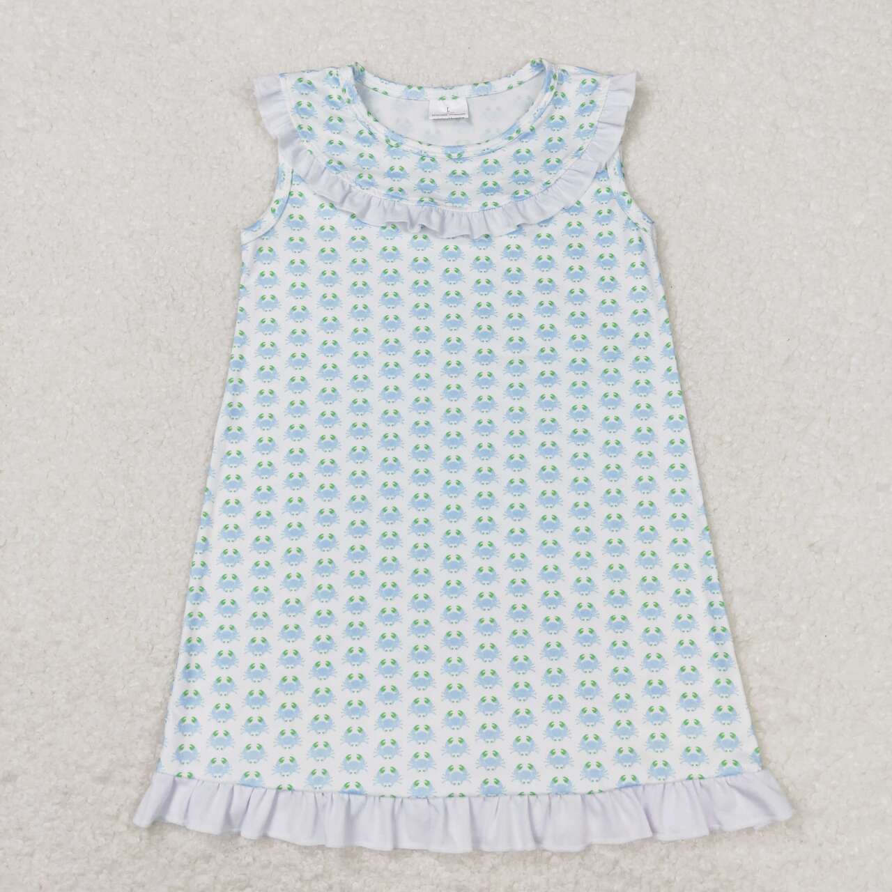 girls blue crab summer beach dress