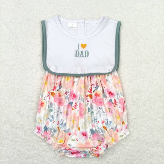 embroidery I love dad fathers day floral romper