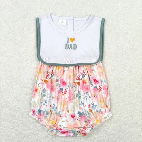 embroidery I love mom I love dad matching floral romper