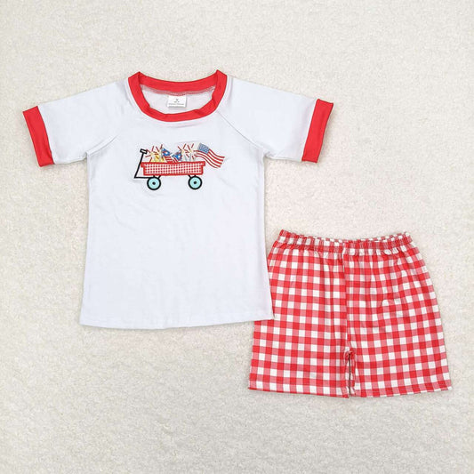 embroidery American flag july 4th boy outfit