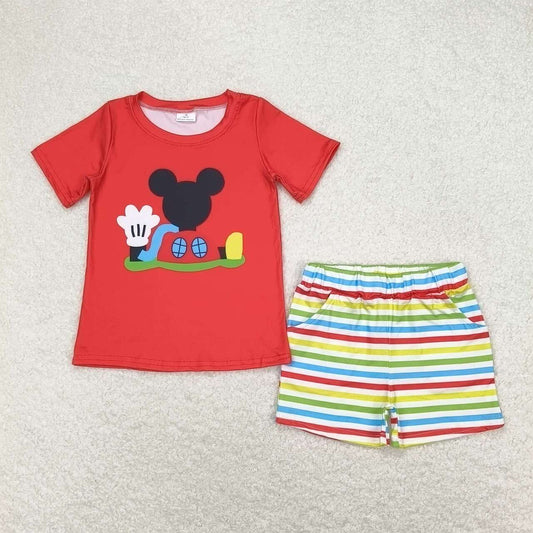 baby boy red cartoon summer outfit
