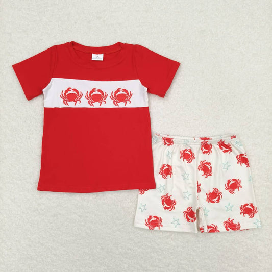 baby boy crab red shirt matching shorts outfit