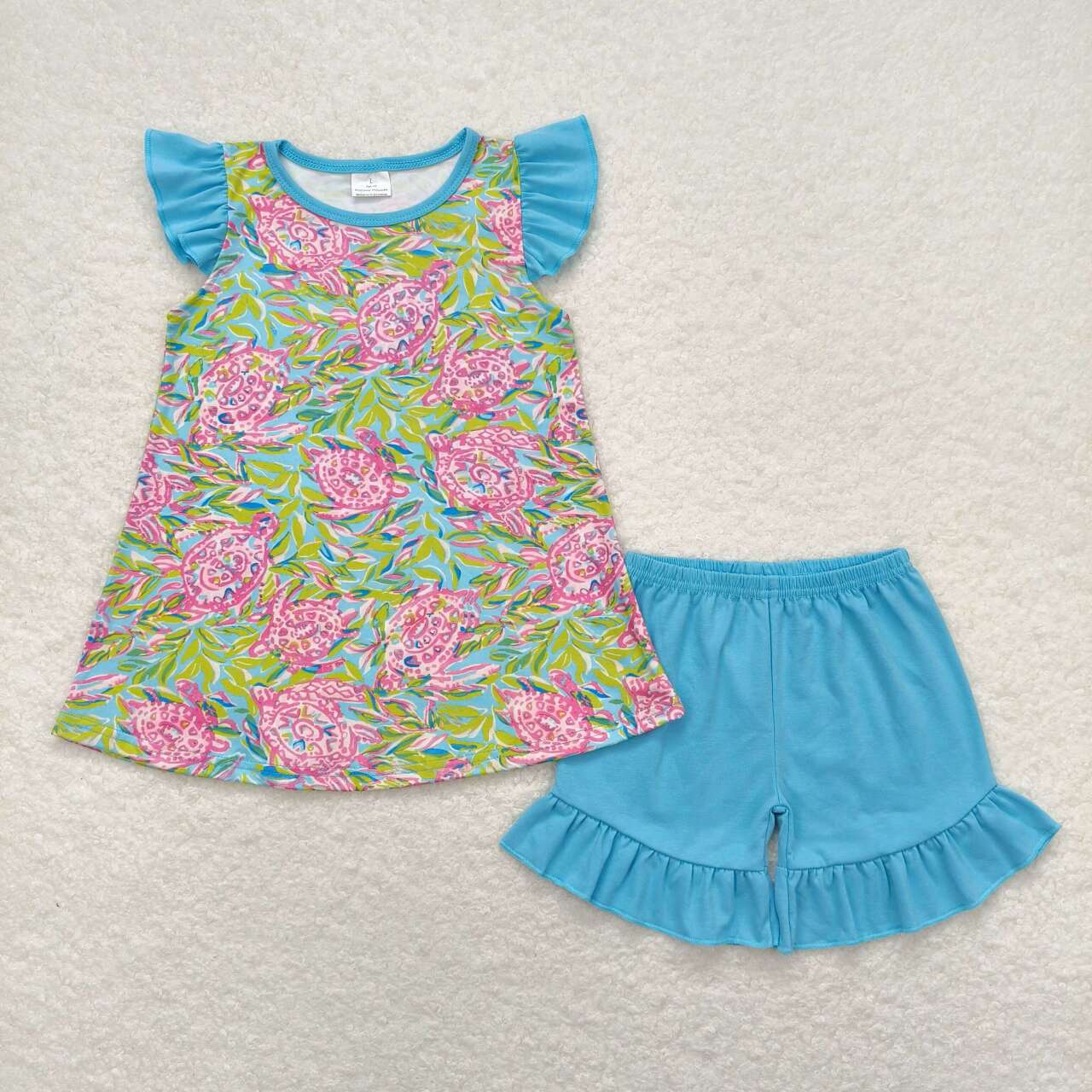 sister brother turtle floral matching summer beach outfit baby clothes