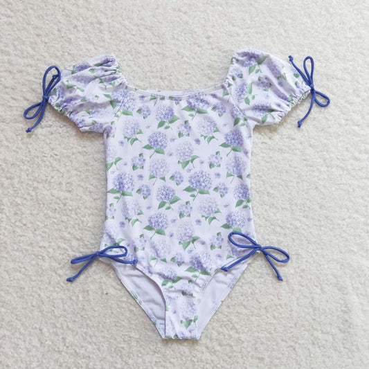 lavender floral one piece bathing suit