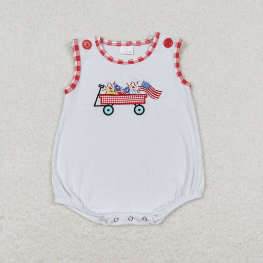 toddle boy embroidery American flag romper