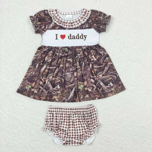 embroidery I love daddy fathers day camo hunting bummies set