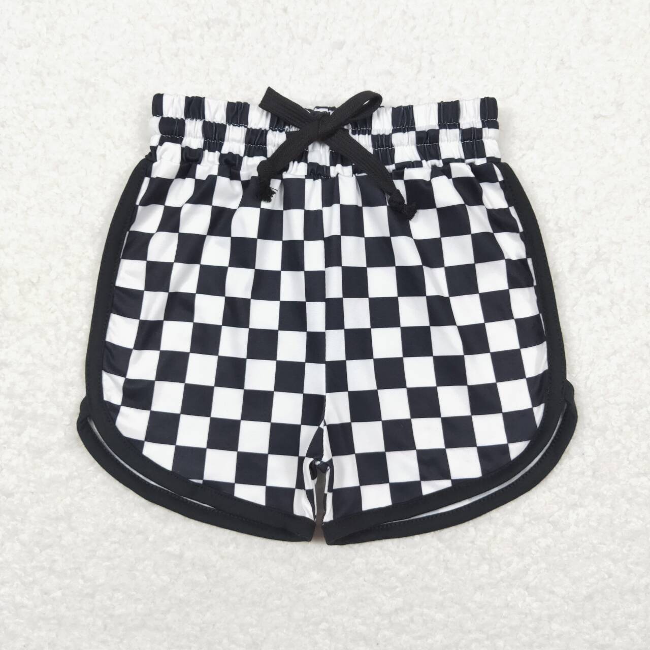 Adult women black checkered shorts