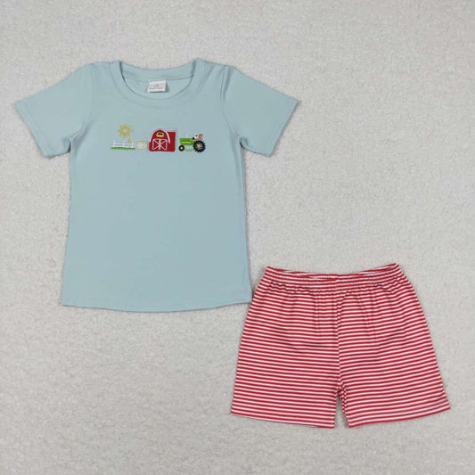 embroidery farm animal design 2pcs outfit