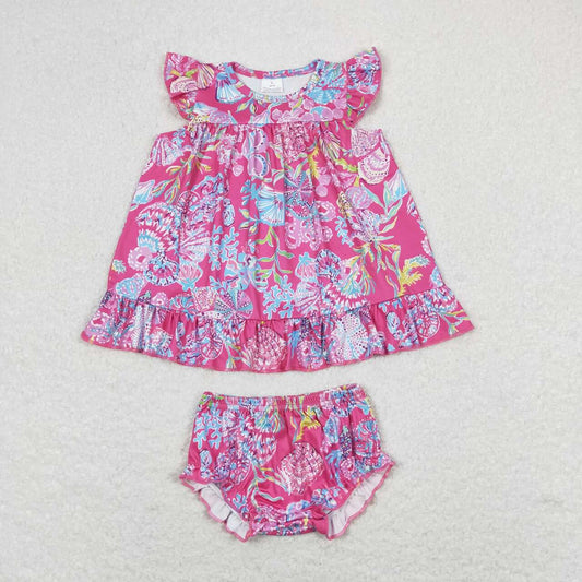 toddle baby girls floral bummies set