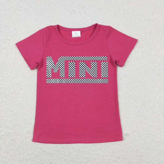 baby girls mini letter short sleeve hot pink vinly shirt