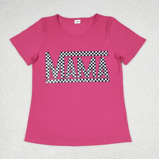 Adult mama letter hot pink vinyl shirt