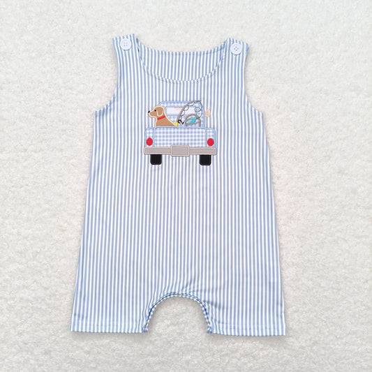 toddle boy  embroidery fishing romper