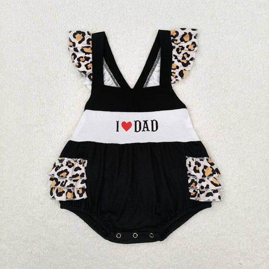 embroidery I love dad fathers day cheetah romper