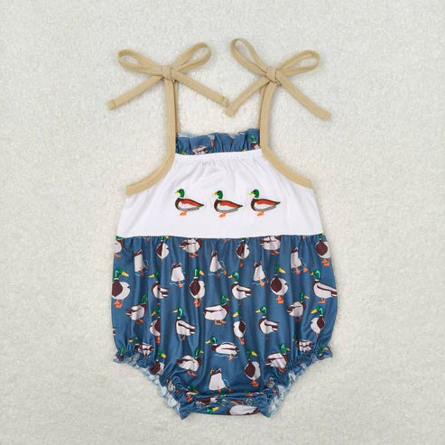 sister brother embroidery mallard duck matching clothing set