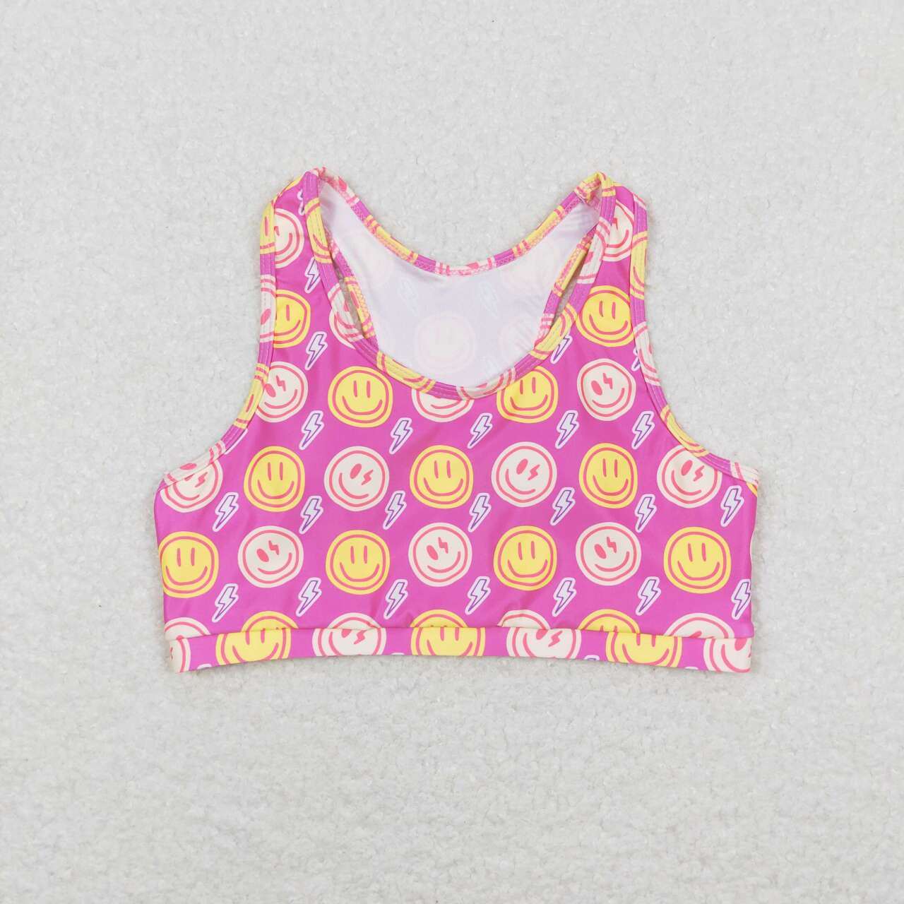 smile face yoga crop tanks