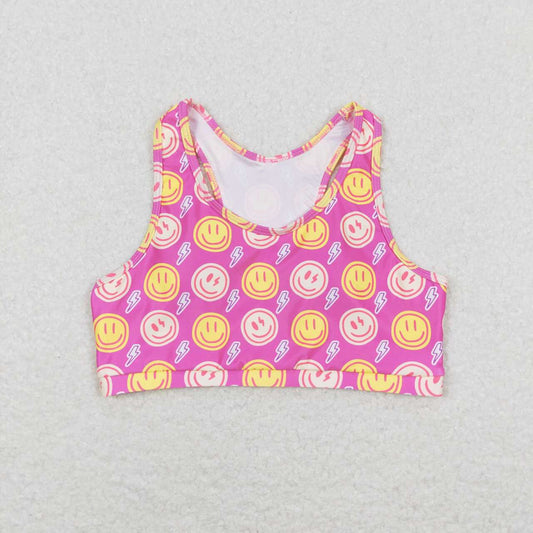 smile face yoga crop tanks