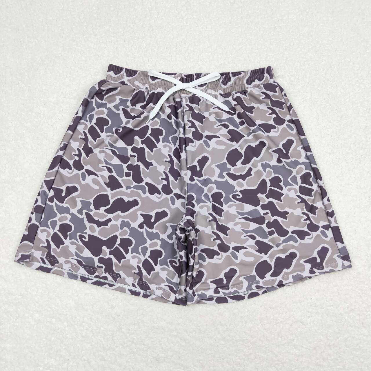 Adult man grey camo summer swim trunks