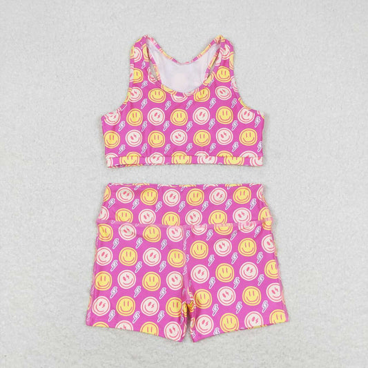 baby girls smlie face boutique yoga clothing set