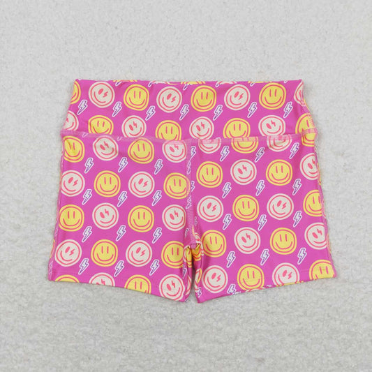 Smile face girls summer yoga shorts