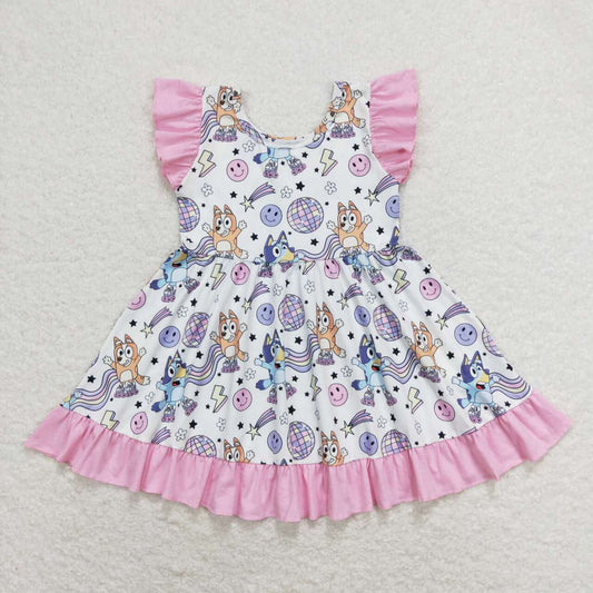 infant toddle girls blue cartoon dog dress