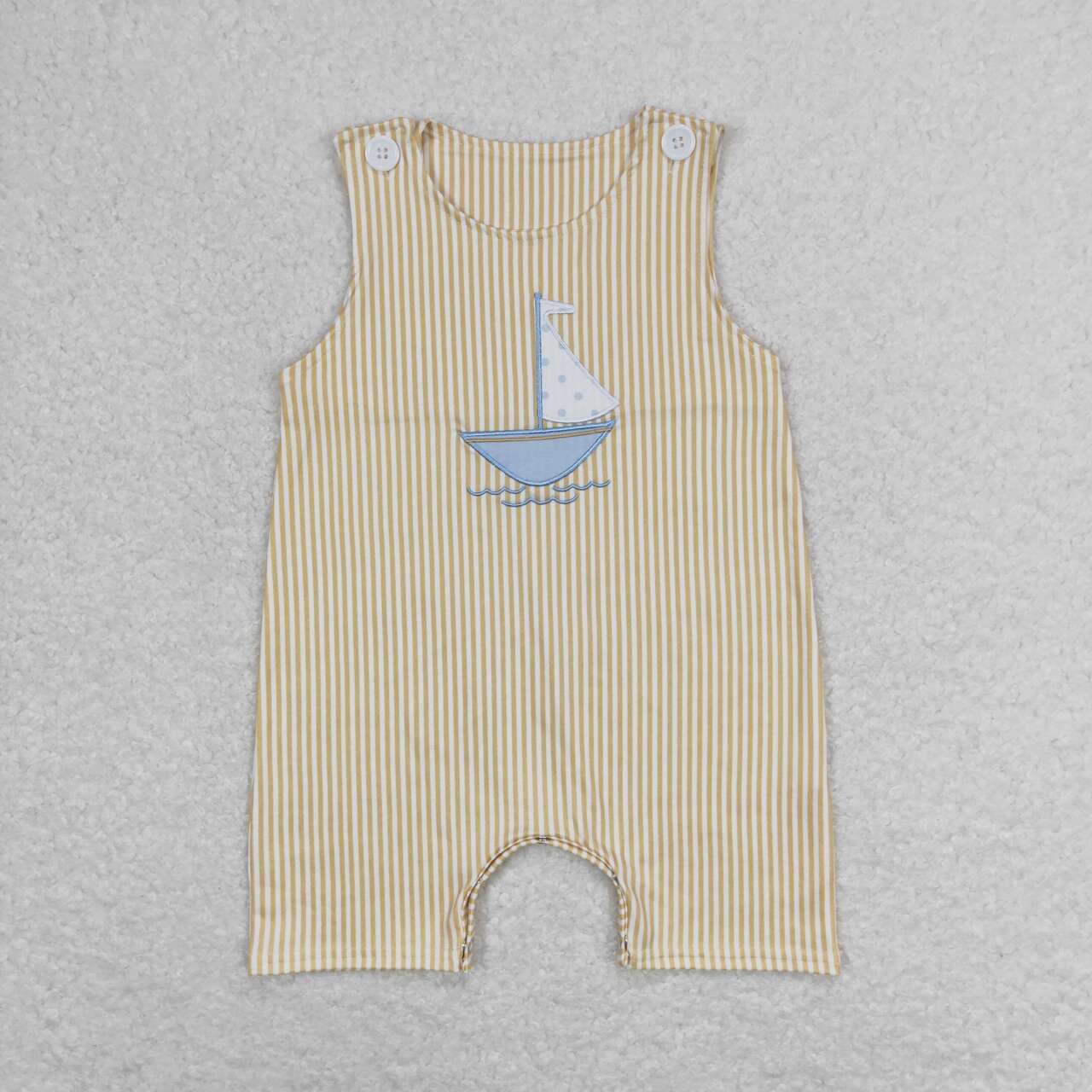 yellow stripe sailboat romper