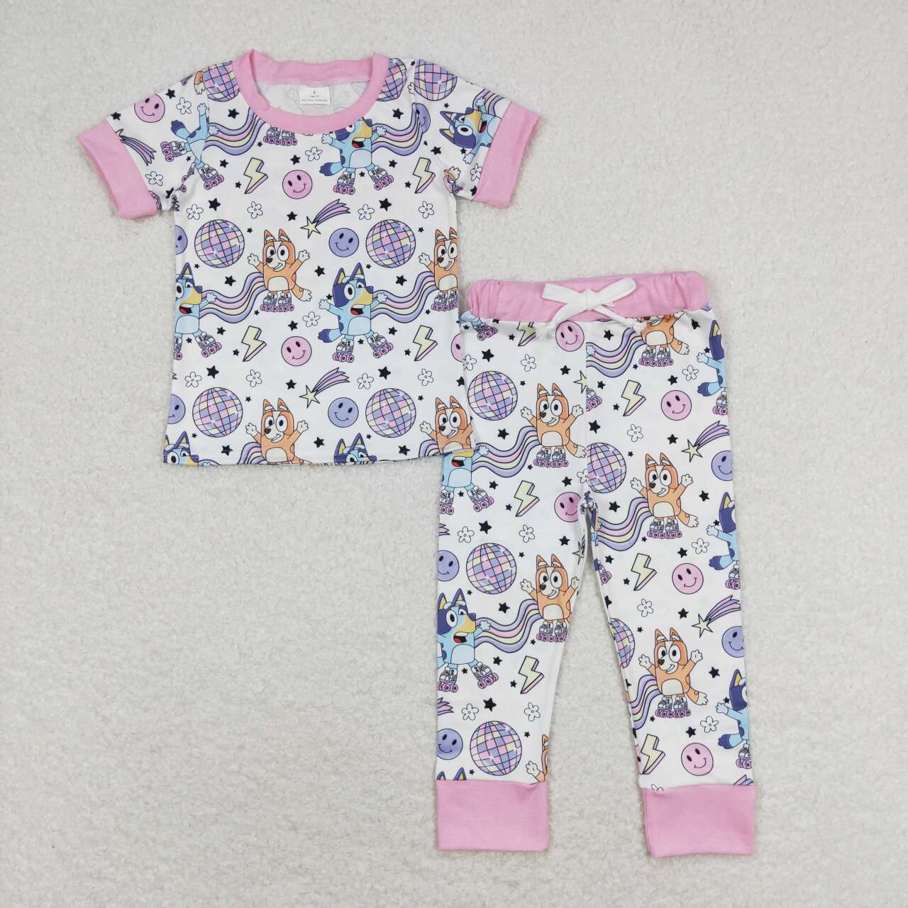 blue cartoon dog summer bell bottom clothes set